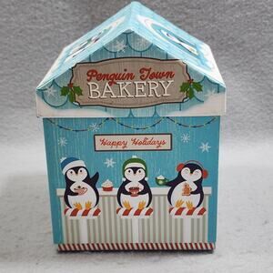 Greenbrier International Christmas Penguin Town Bakery House Gift Box Cardboard